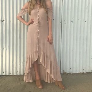 Blush pink wishlist maxi high low dress